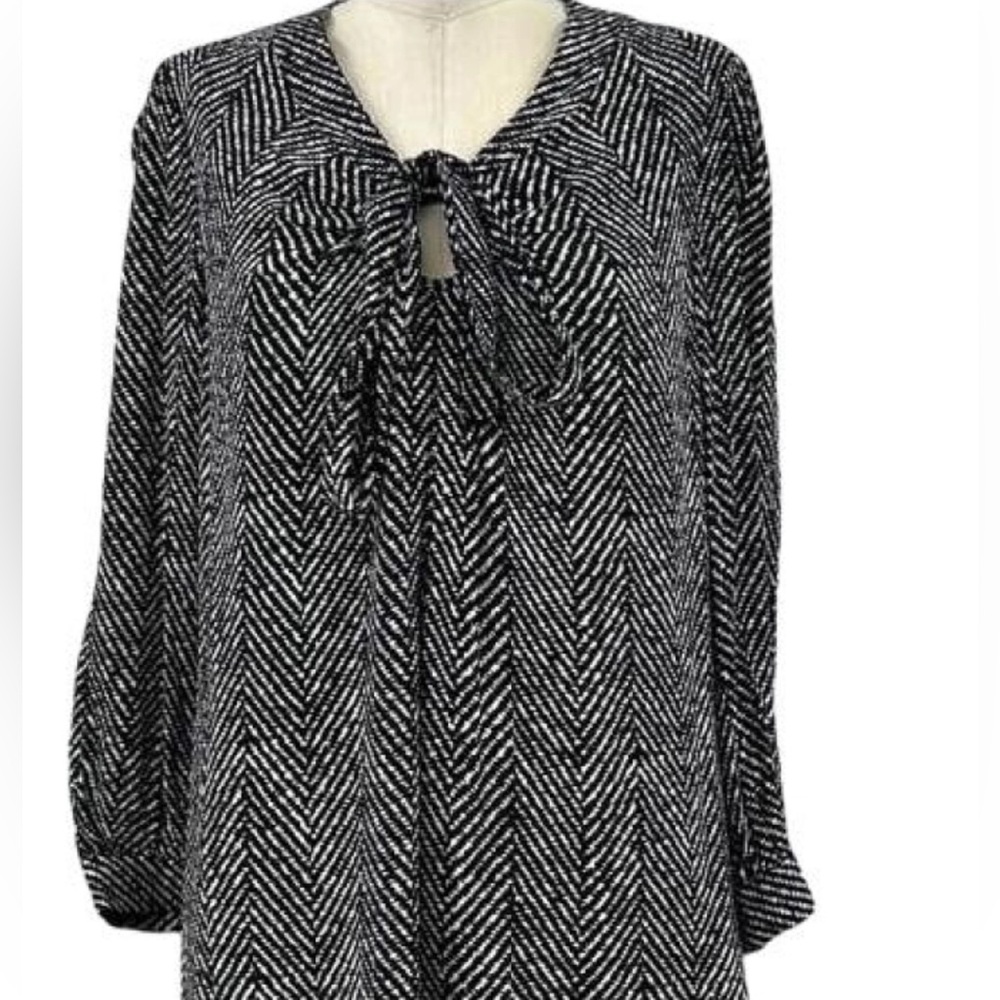 kate spade Black and White silk Blouse with tie